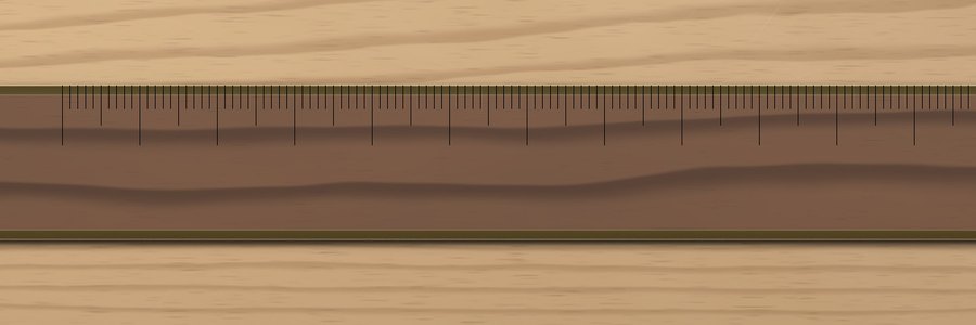 Walnut ruler with millimeter marks